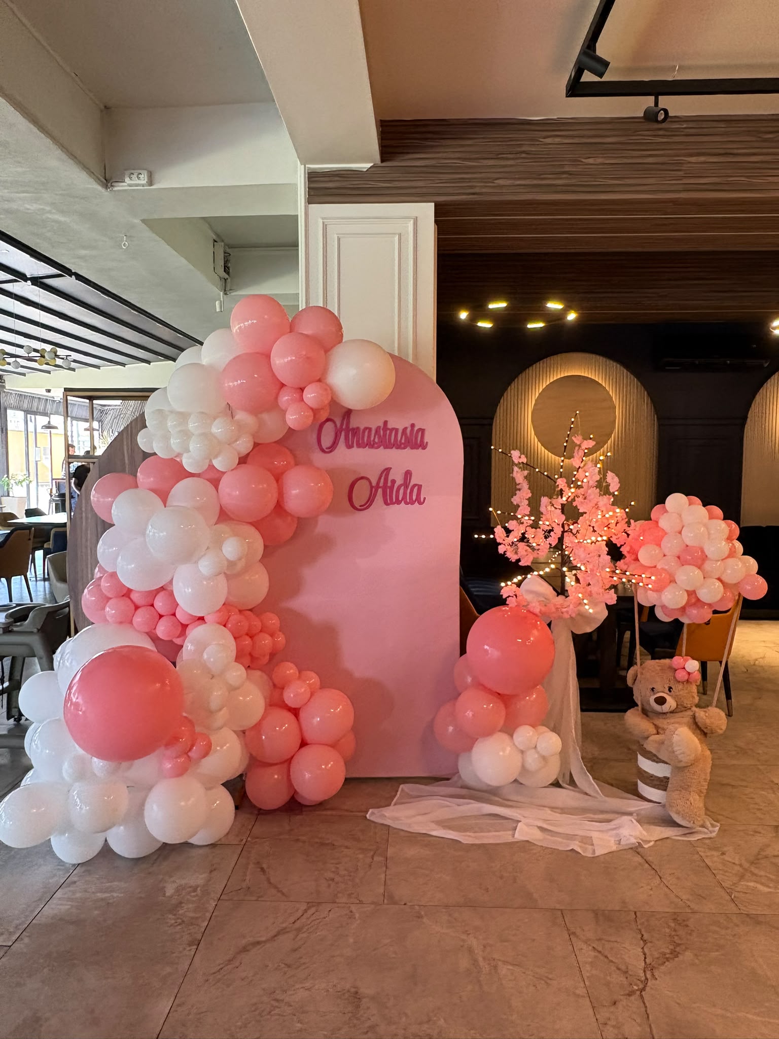 Decor botez Constanta ursulet balon aer cald